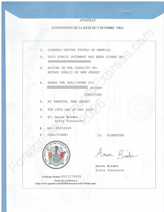 New Jersey apostille 2026 NJ Hague apostille look in 2006